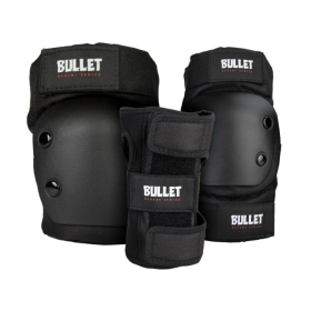 Ginocchiere + Gomitiere + Polsiere bambino BULLET Junior set Skateboard Black taglia unica