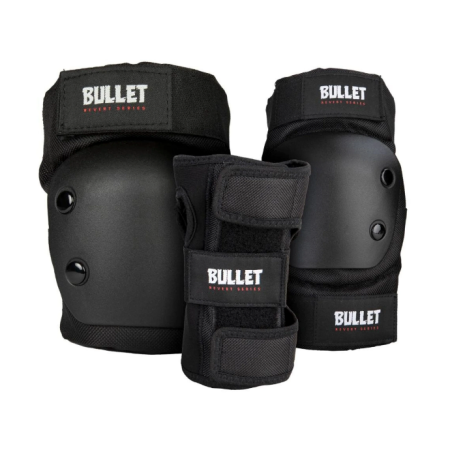 Ginocchiere + Gomitiere + Polsiere bambino BULLET Junior set Skateboard Black taglia unica