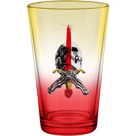 POWELL PERALTA Pint Glass Skull & Sword Yellow/Red Fade