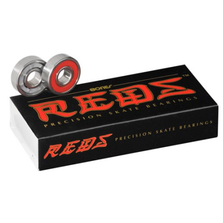 Confezione originale da 8 cuscinetti Bones Reds per skateboard con scatola rossa e sticker incluso