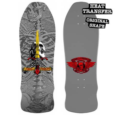 POWELL PERALTA Ray Rodriguez Skull and Sword grigio argento