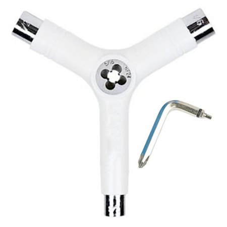 Tools chiave multi funzione Skateboard Y-Tool ACTION NOW con filettatore White