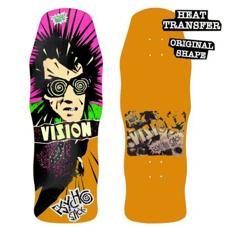 Tavola Skateboard Deck VISION Psycho Stick 10" x 30" Orange Stain Modern Concave